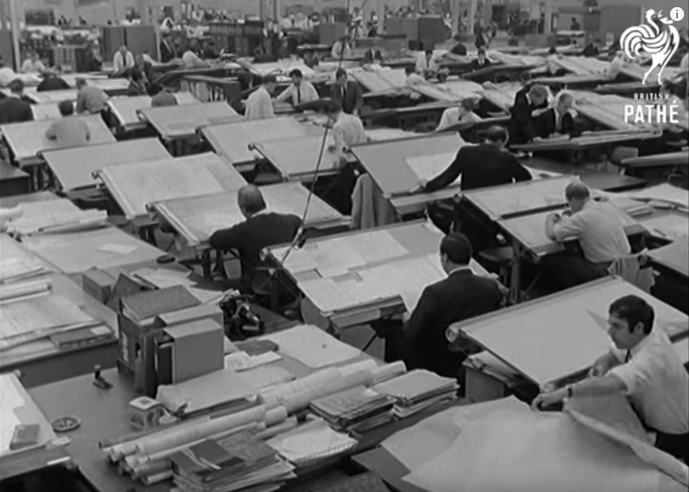 office full of draftsmen